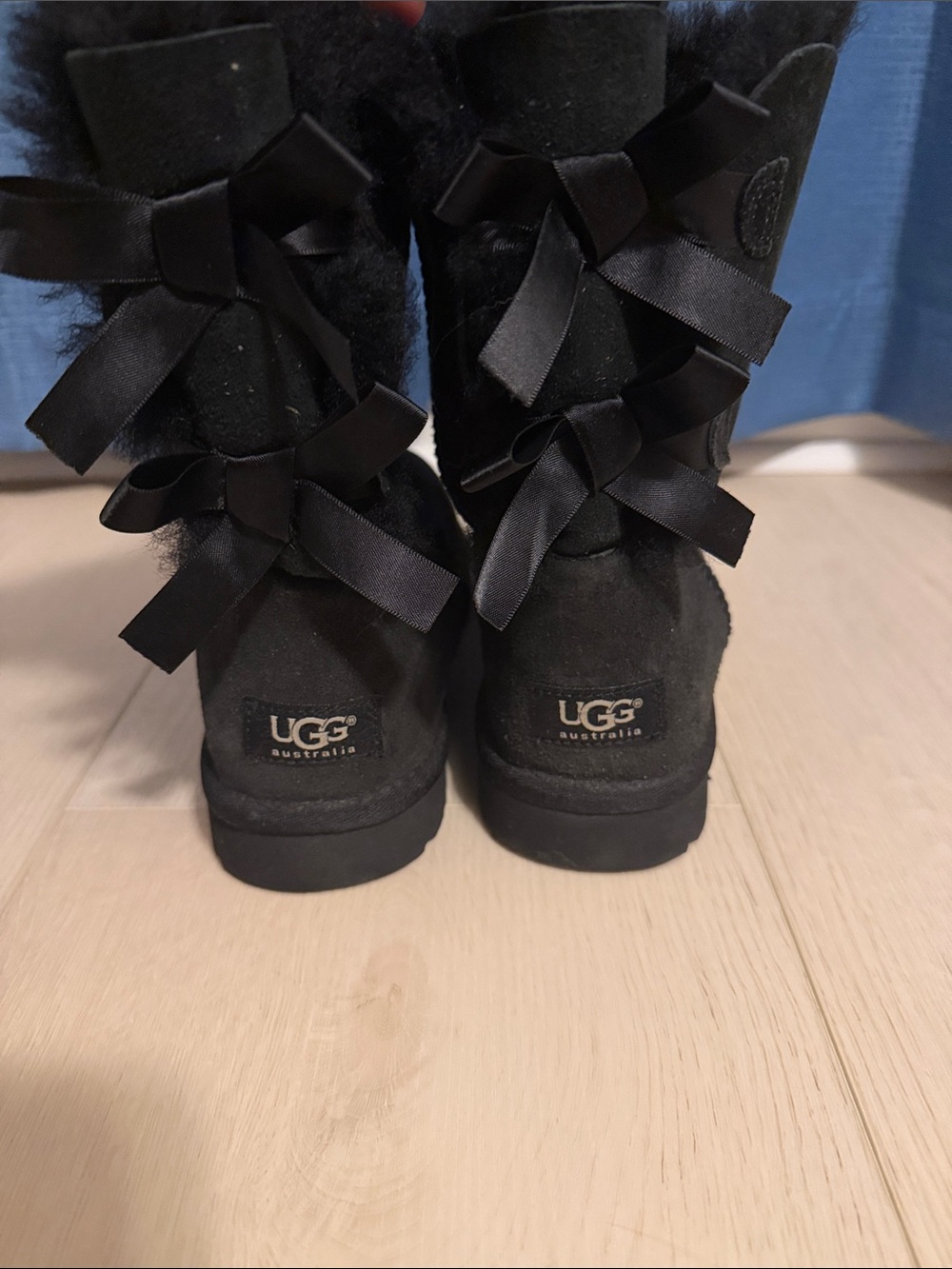 UGG Black Bailey Bow Back-Ribbon Shearling Boots